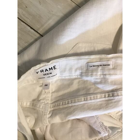 Frame White Denim Frayed Ankle Le Skinny de Jeanne size 29 - Picture 5 of 13